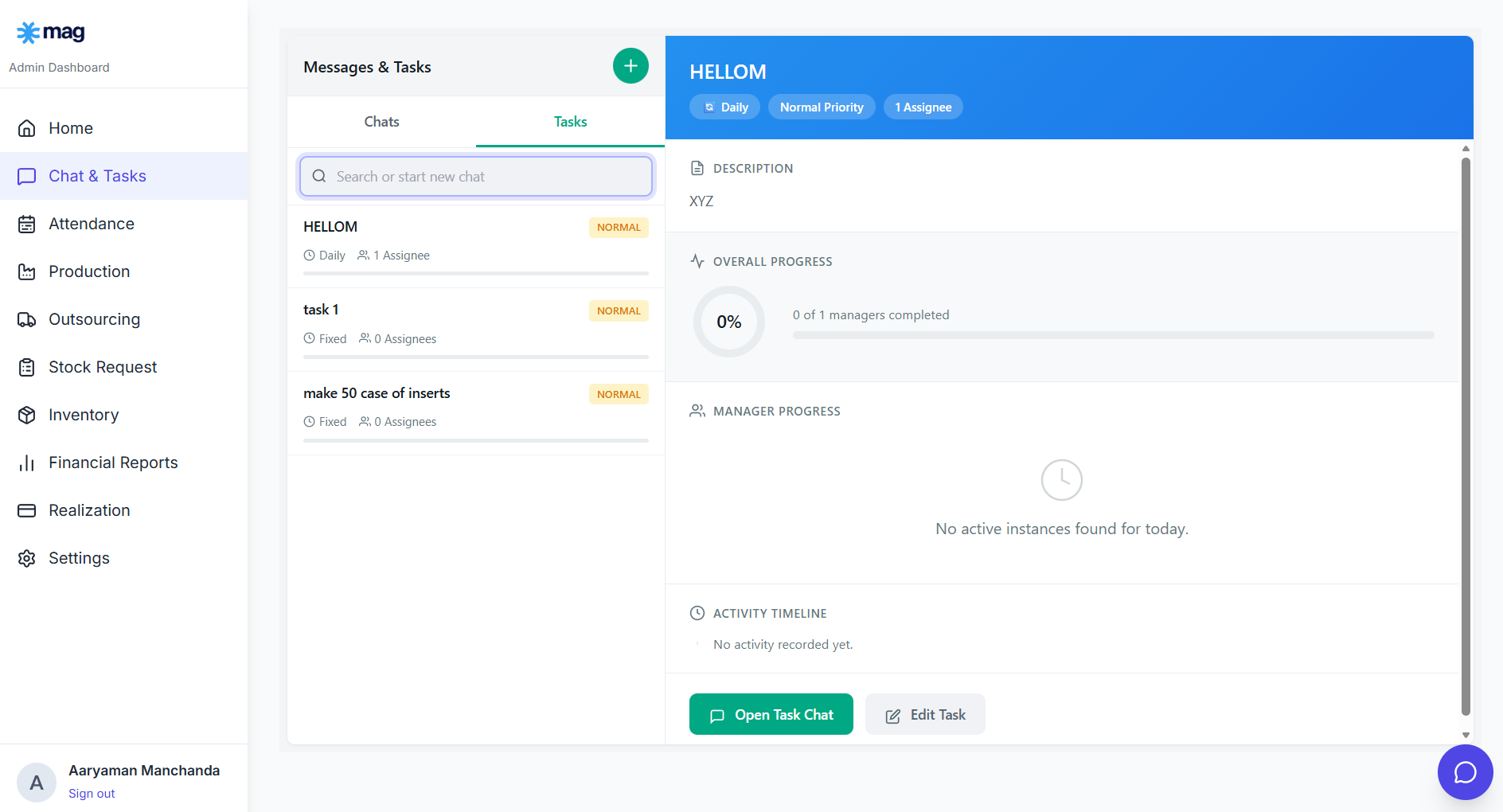 Chat & Task Management